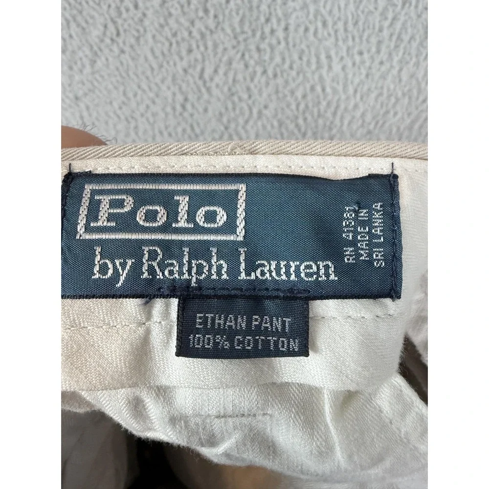 Polo Ralph Lauren Ethan Pants Mens 35x30 Beige Pleated Chino Classic Fit Casual